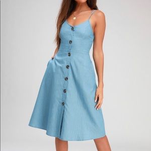 Lulus button down blue denim dress